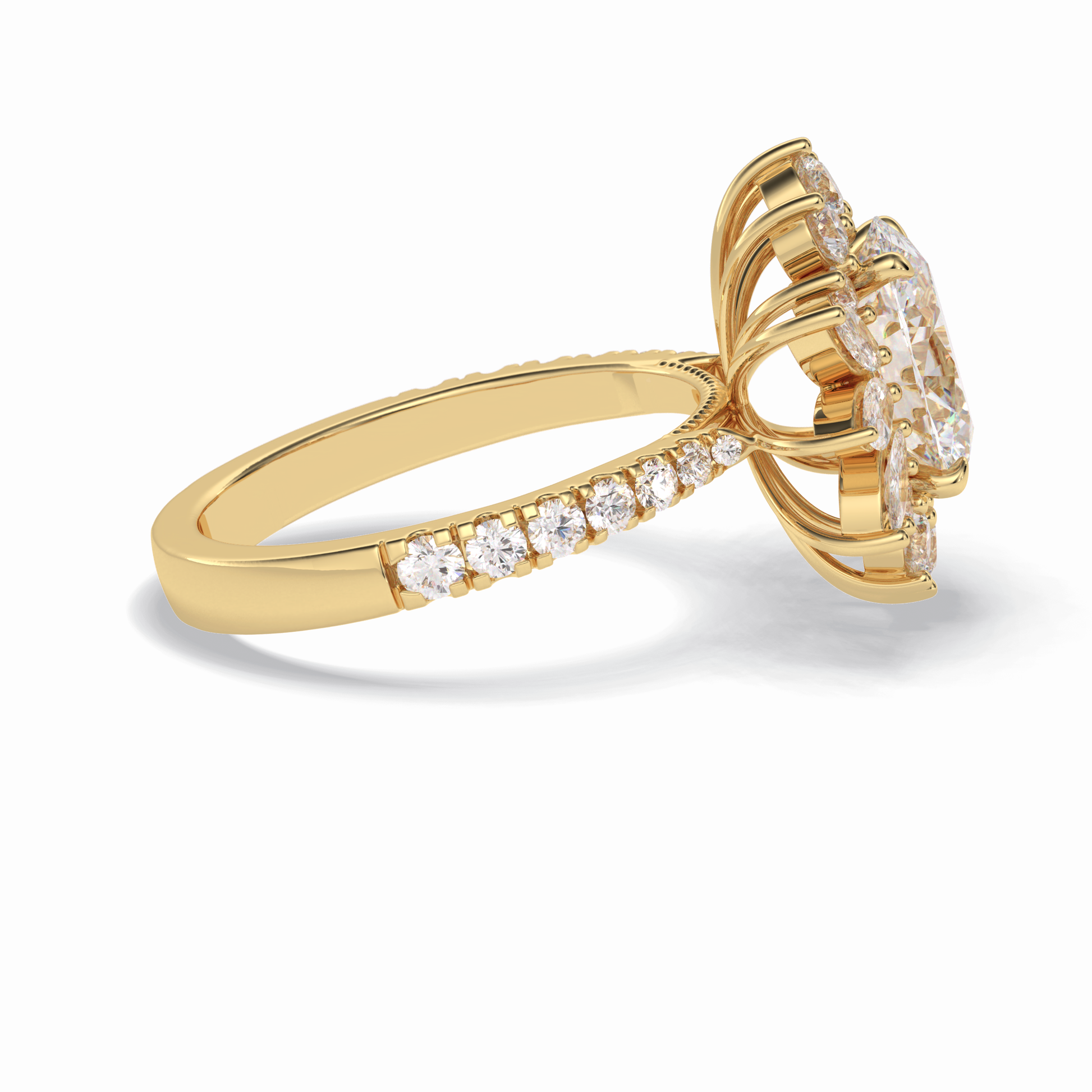 2.01 CT Oval Cut Halo & Pave Style Moissanite Engagement Rings