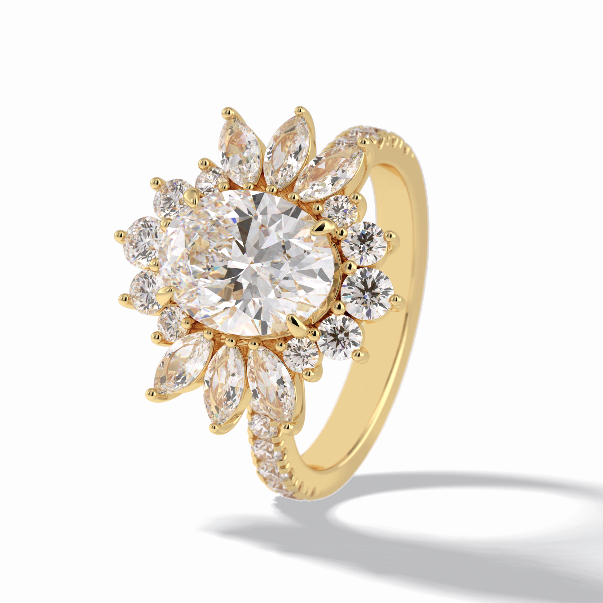 2.01 CT Oval Cut Halo & Pave Style Moissanite Engagement Rings