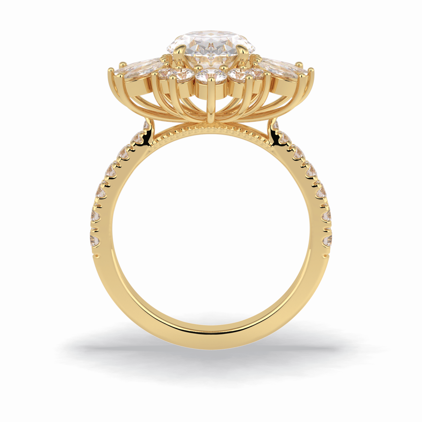 2.01 CT Oval Cut Halo & Pave Style Moissanite Engagement Rings