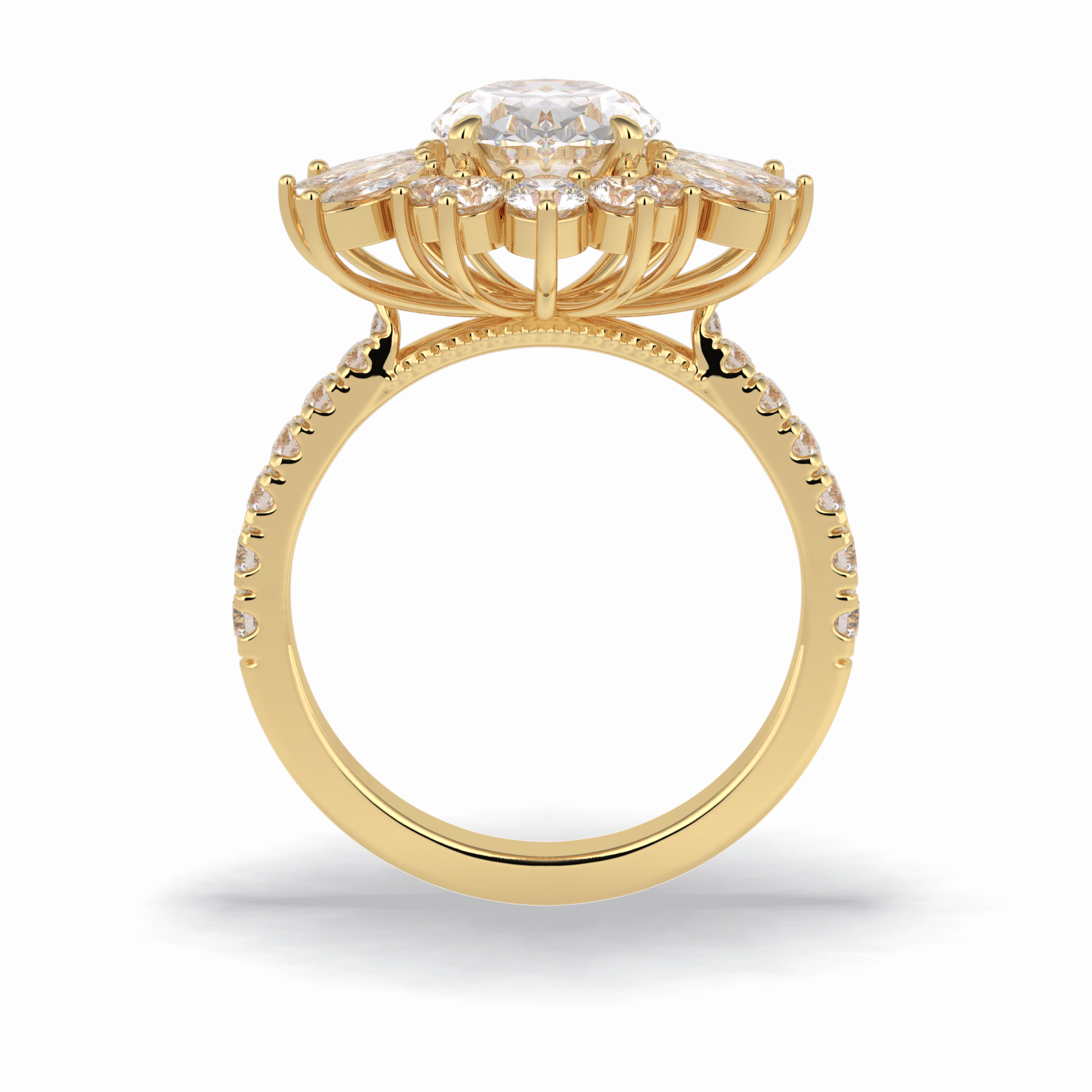 2.01 CT Oval Cut Halo & Pave Style Moissanite Engagement Rings