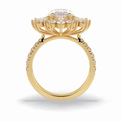 2.01 CT Oval Cut Halo & Pave Style Moissanite Engagement Rings