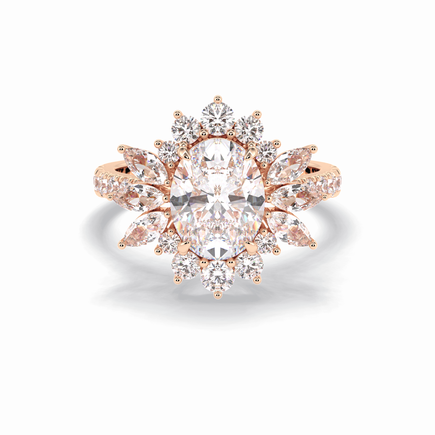 2.01 CT Oval Cut Halo & Pave Style Moissanite Engagement Rings
