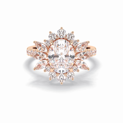 2.01 CT Oval Cut Halo & Pave Style Moissanite Engagement Rings