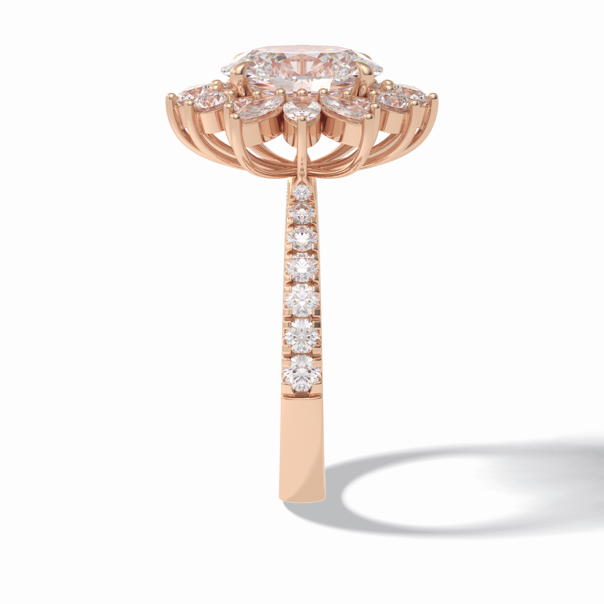 2.01 CT Oval Cut Halo & Pave Style Moissanite Engagement Rings