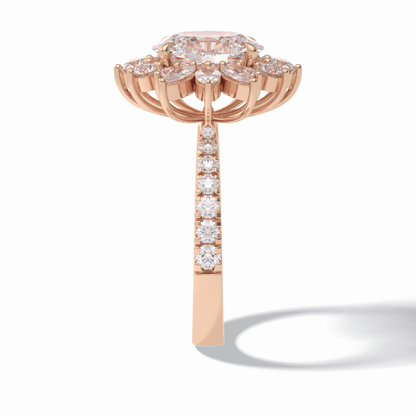 2.01 CT Oval Cut Halo & Pave Style Moissanite Engagement Rings