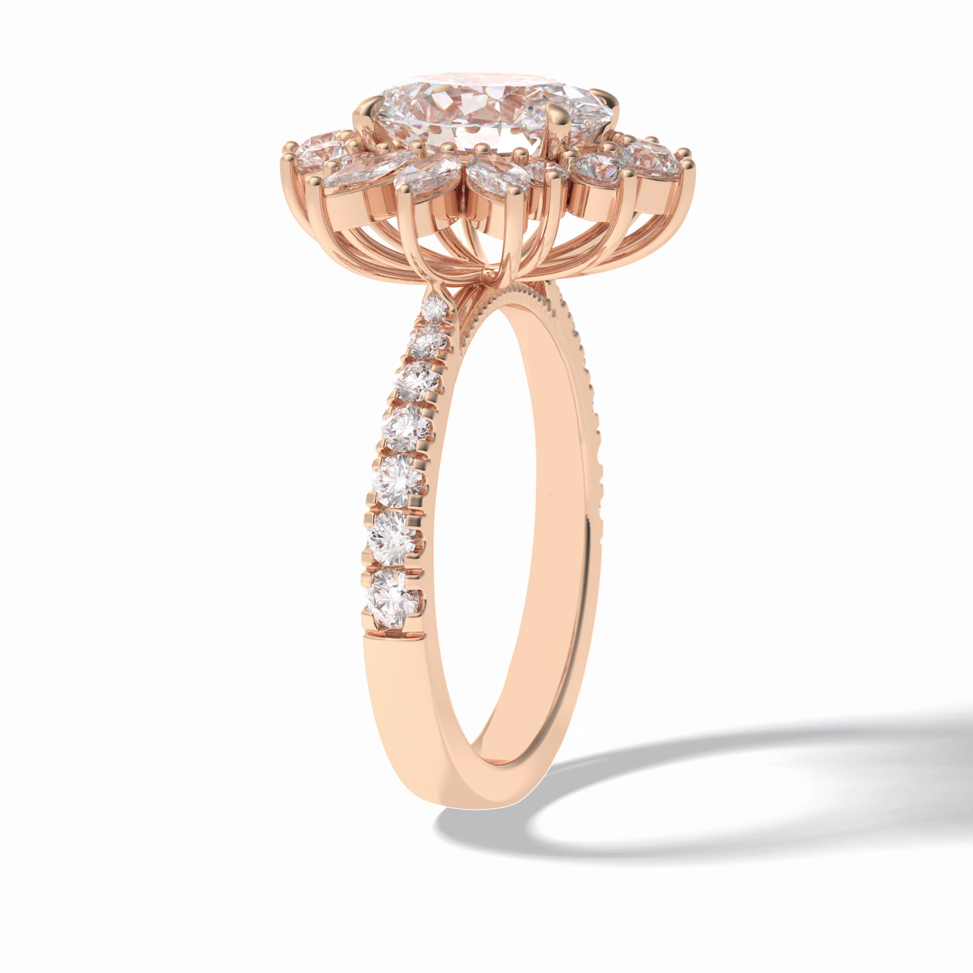2.01 CT Oval Cut Halo & Pave Style Moissanite Engagement Rings