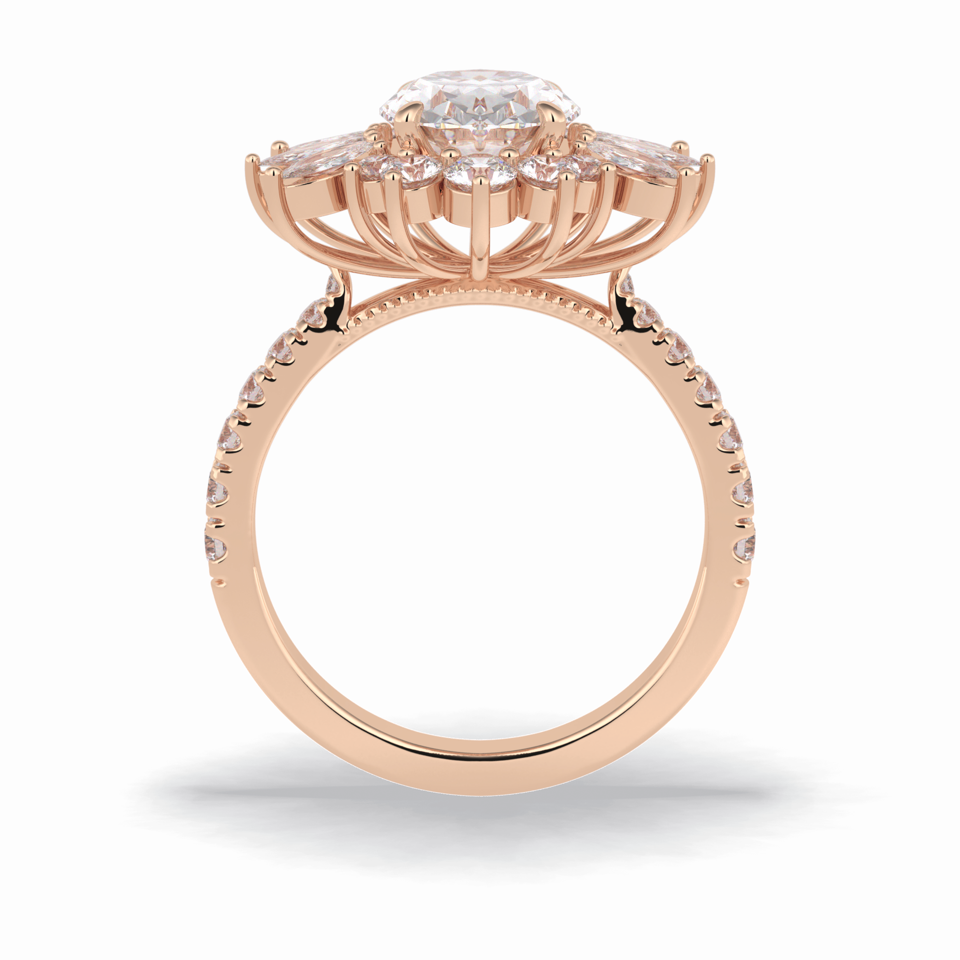 2.01 CT Oval Cut Halo & Pave Style Moissanite Engagement Rings
