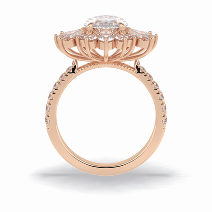2.01 CT Oval Cut Halo & Pave Style Moissanite Engagement Rings