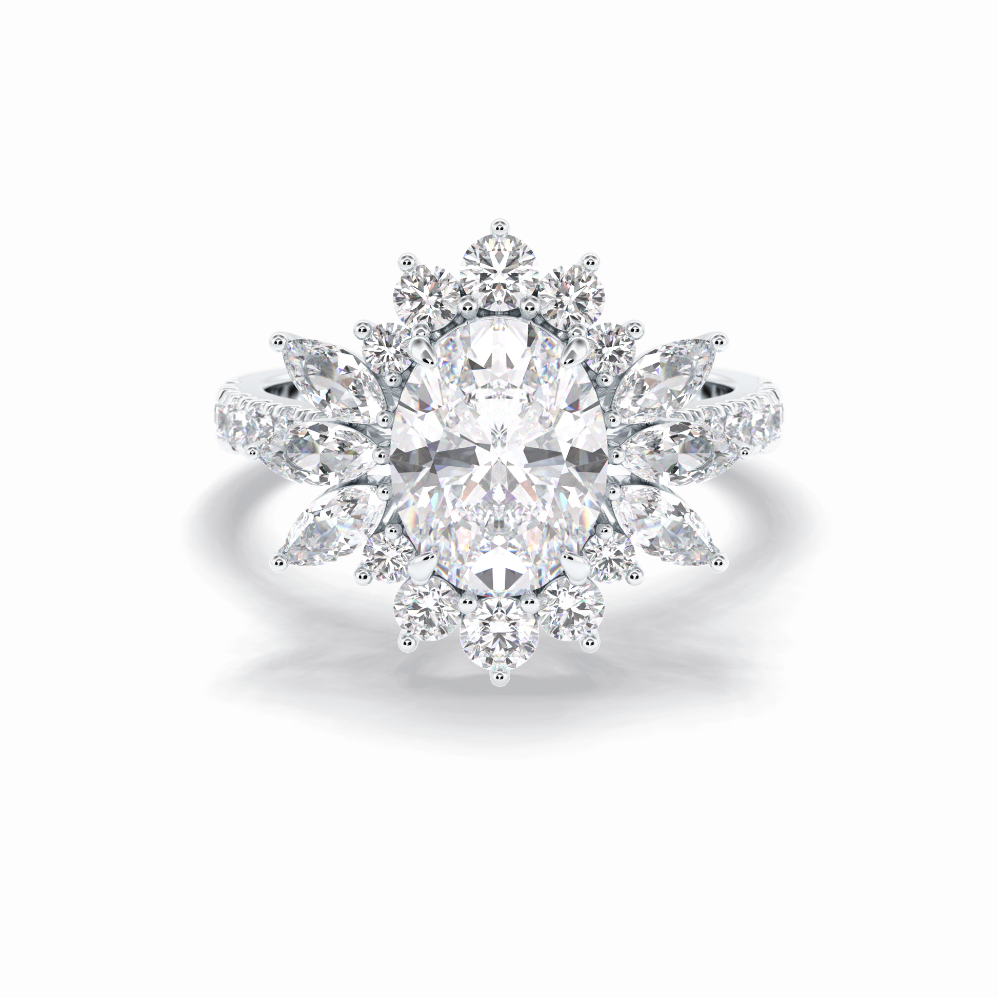 2.01 CT Oval Cut Halo & Pave Style Moissanite Engagement Rings