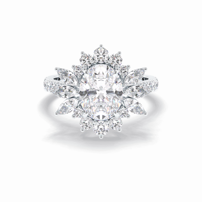 2.01 CT Oval Cut Halo & Pave Style Moissanite Engagement Rings
