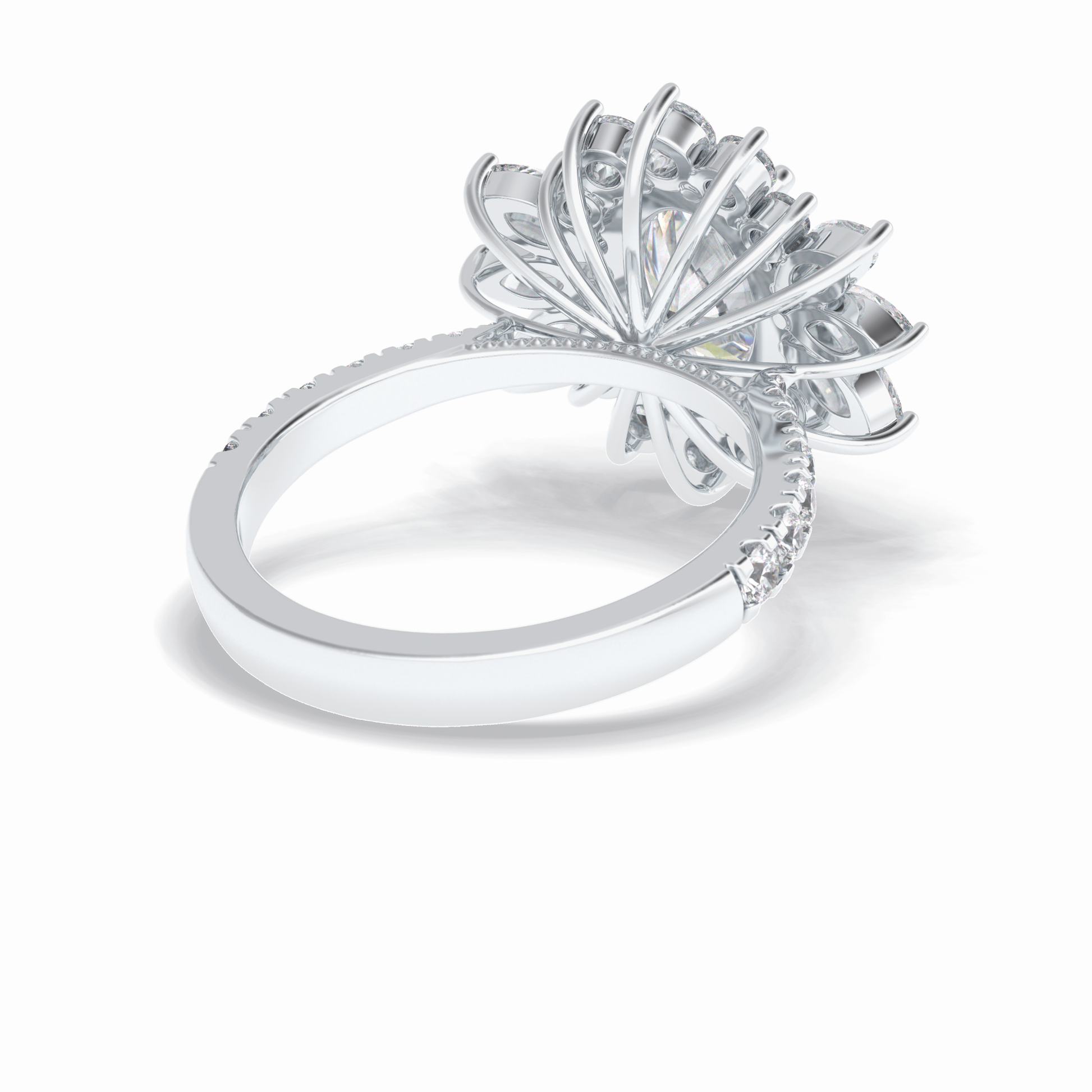 2.01 CT Oval Cut Halo & Pave Style Moissanite Engagement Rings