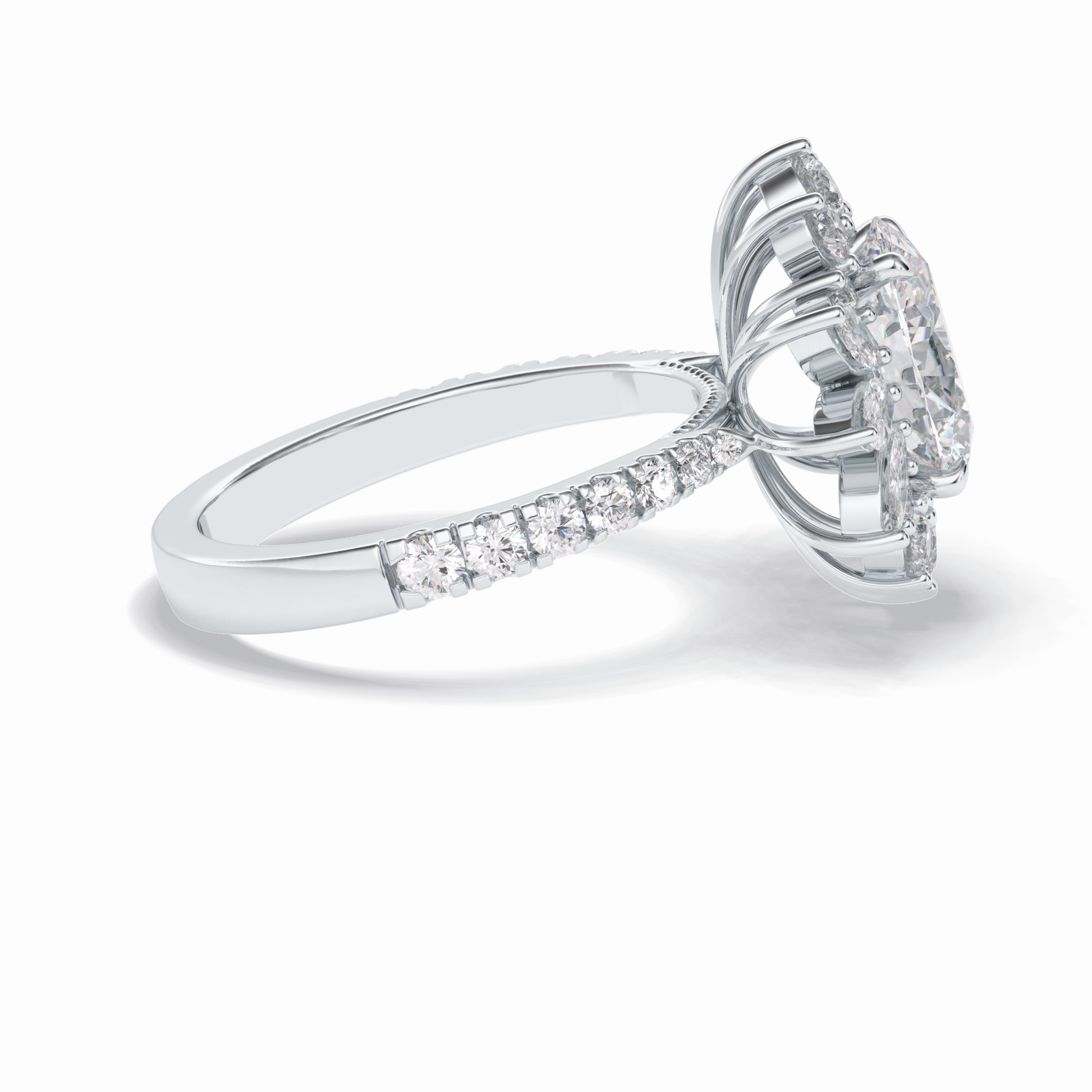 2.01 CT Oval Cut Halo & Pave Style Moissanite Engagement Rings