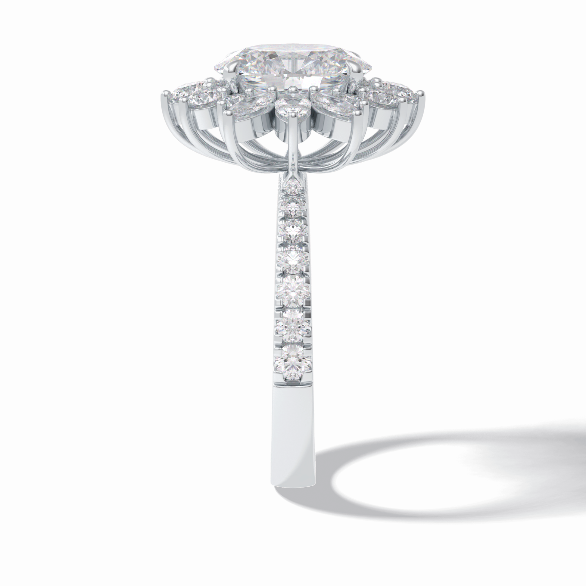 2.01 CT Oval Cut Halo & Pave Style Moissanite Engagement Rings