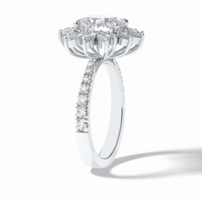 2.01 CT Oval Cut Halo & Pave Style Moissanite Engagement Rings