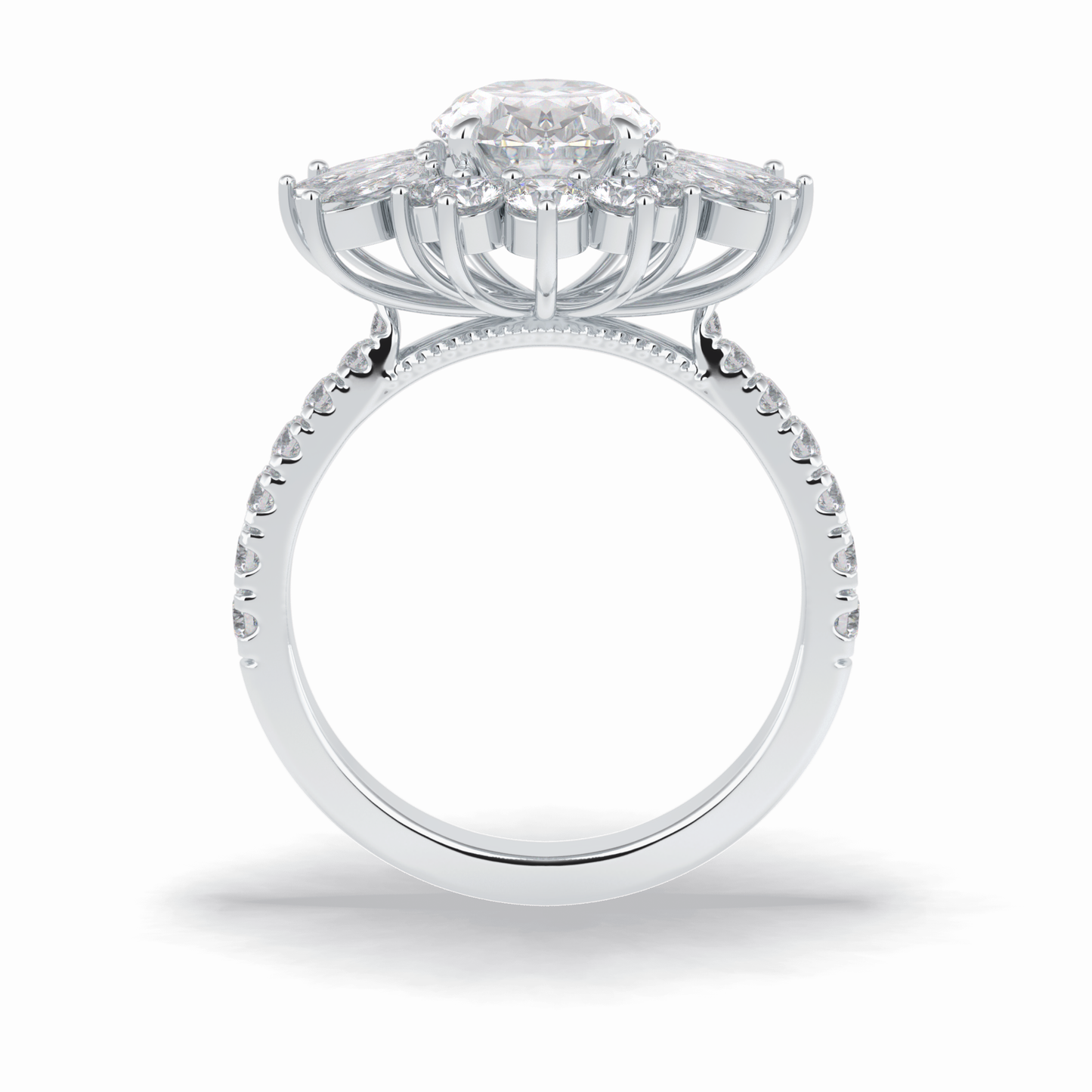 2.01 CT Oval Cut Halo & Pave Style Moissanite Engagement Rings