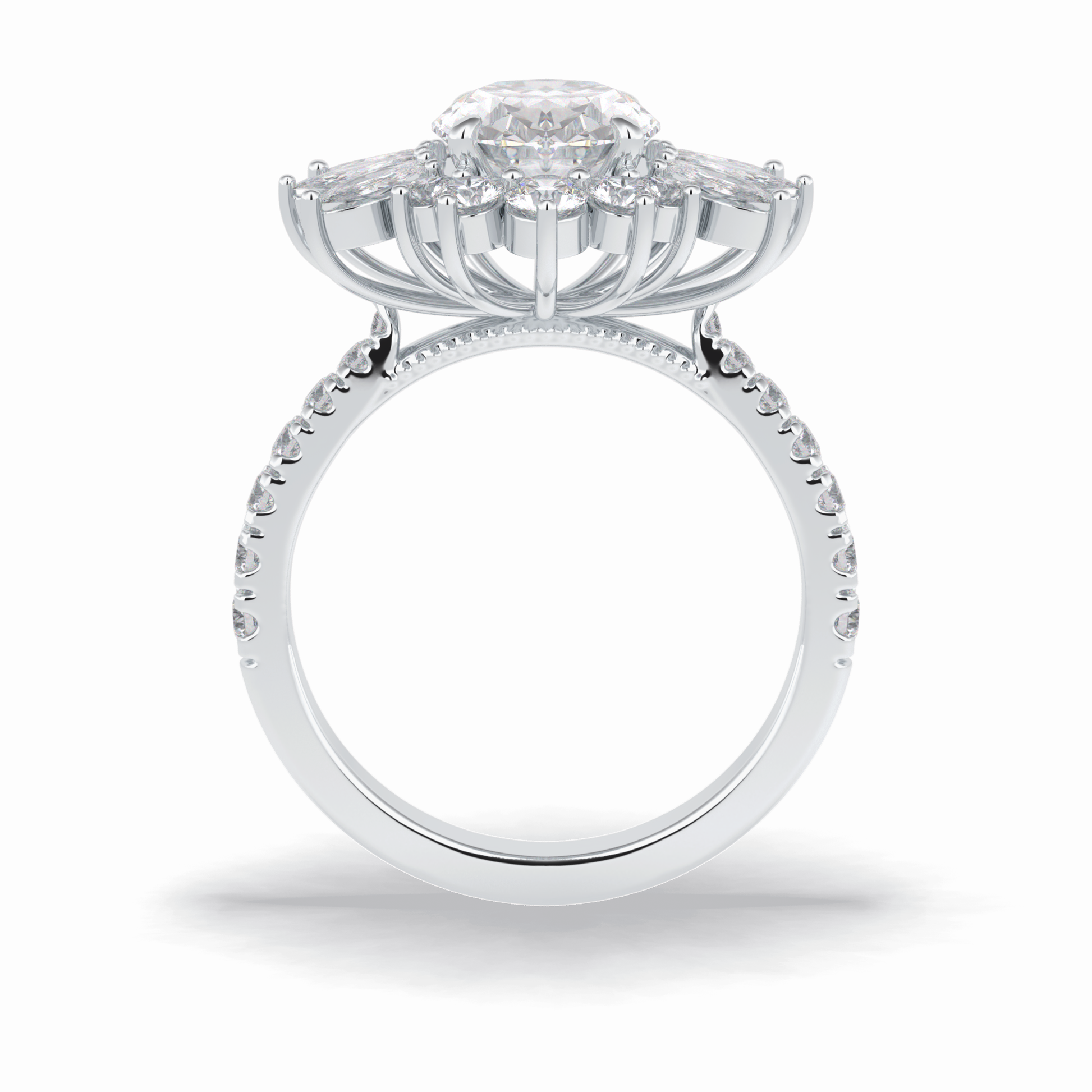 2.01 CT Oval Cut Halo & Pave Style Moissanite Engagement Rings