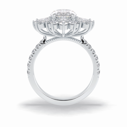 2.01 CT Oval Cut Halo & Pave Style Moissanite Engagement Rings