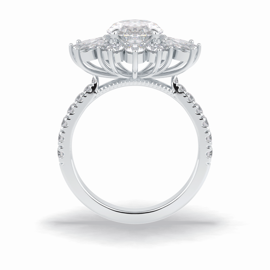 2.01 CT Oval Cut Halo & Pave Style Moissanite Engagement Rings