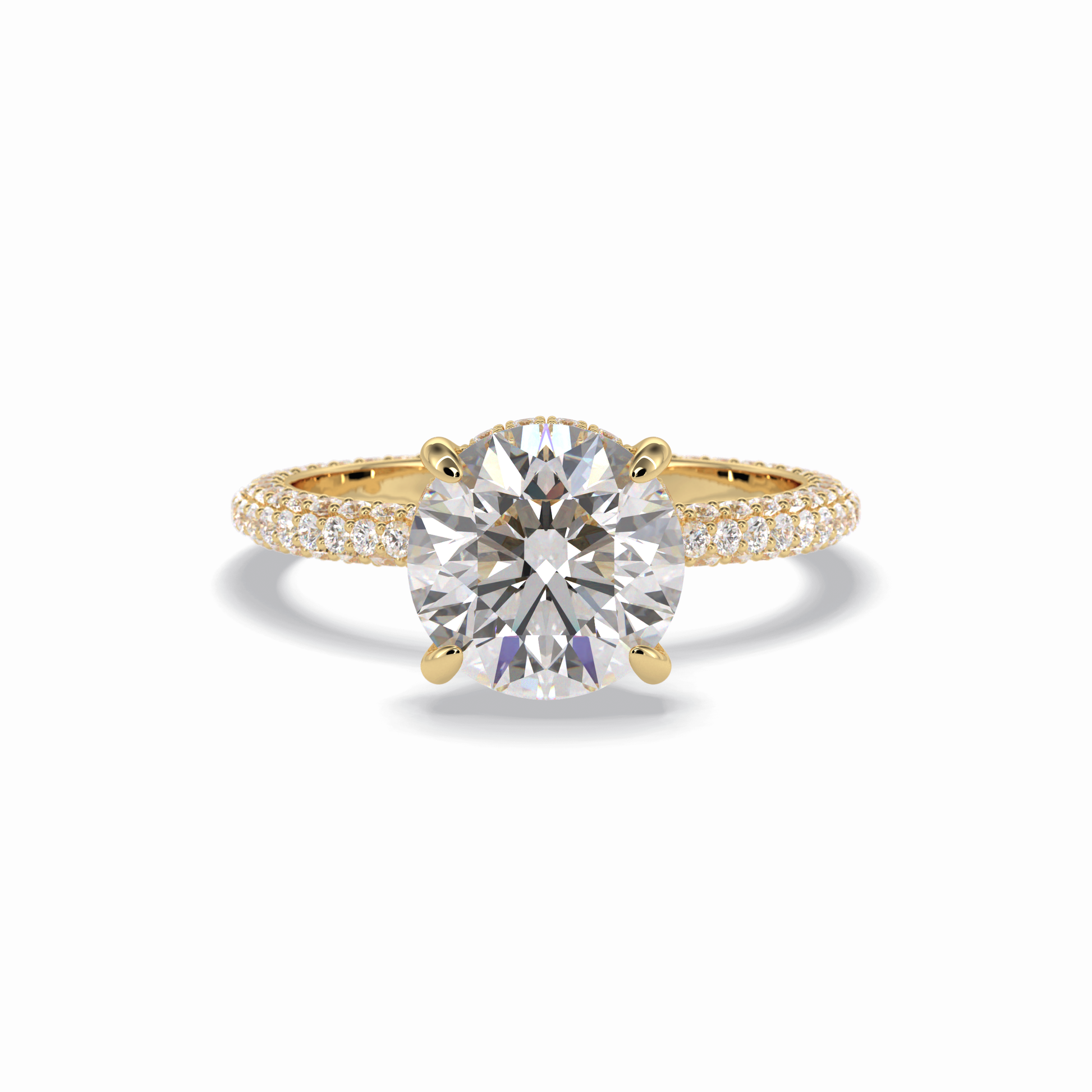 2.5 CT Round Cut Hidden Halo & Pave Style Moissanite Engagement Rings