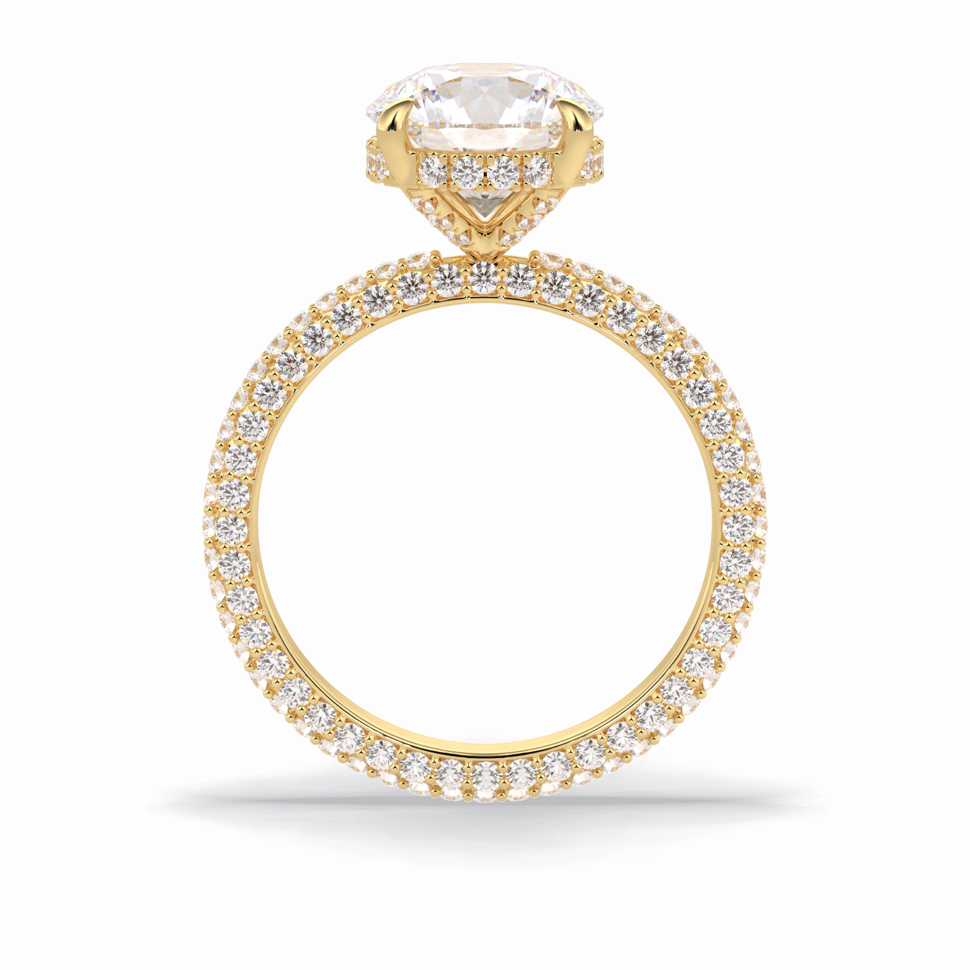 2.5 CT Round Cut Hidden Halo & Pave Style Moissanite Engagement Rings