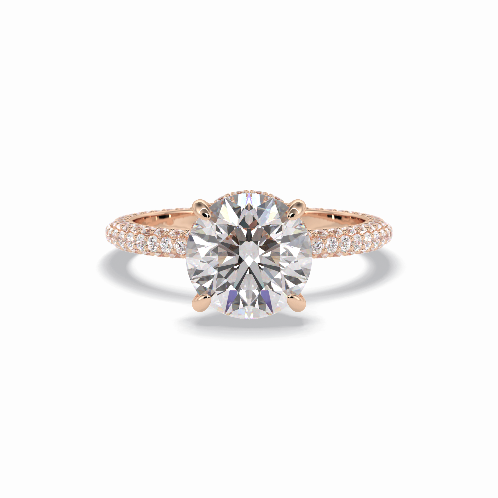 2.5 CT Round Cut Hidden Halo & Pave Style Moissanite Engagement Rings