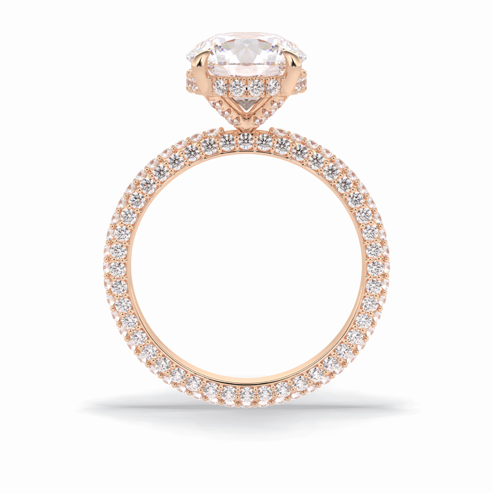 2.5 CT Round Cut Hidden Halo & Pave Style Moissanite Engagement Rings