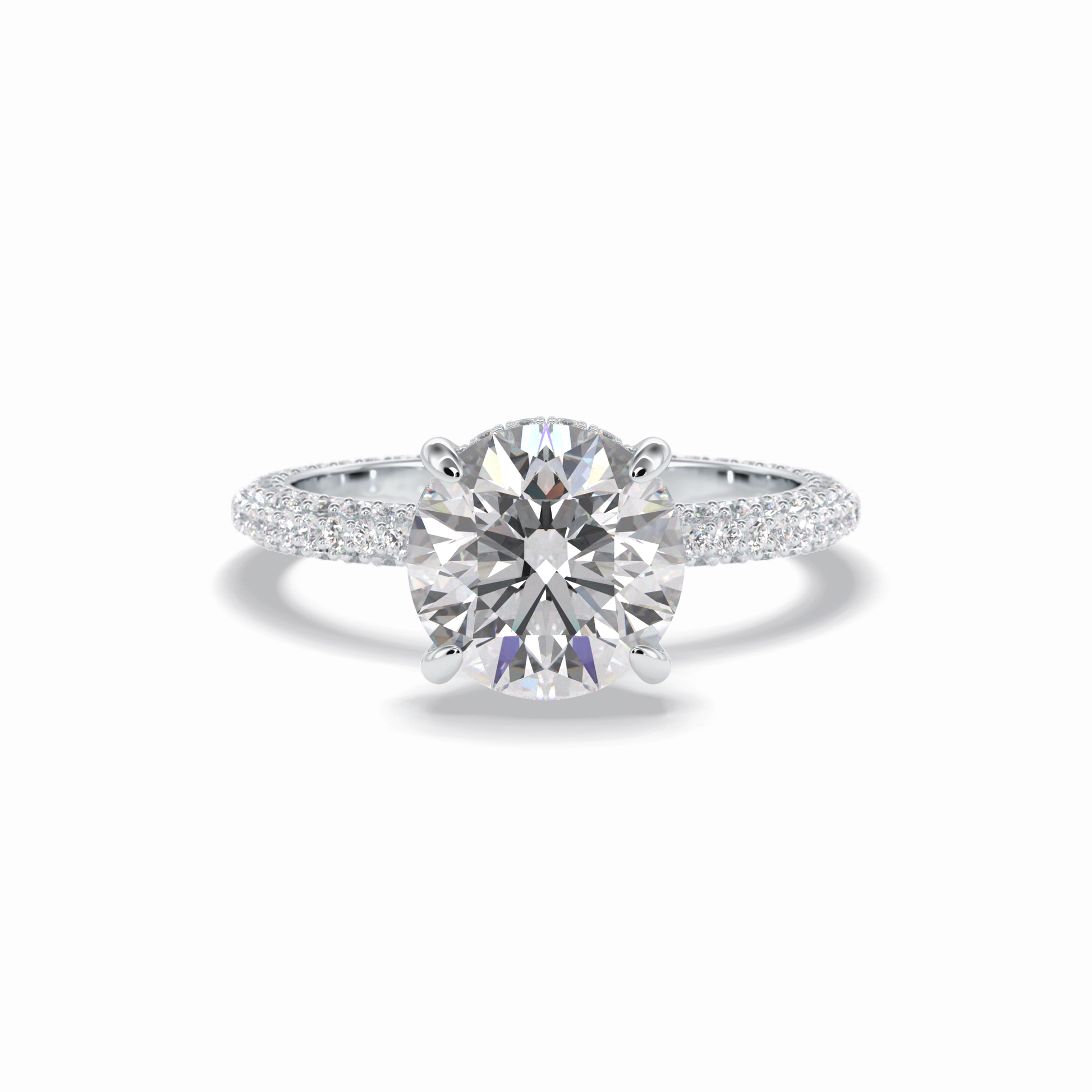 2.5 CT Round Cut Hidden Halo & Pave Style Moissanite Engagement Rings