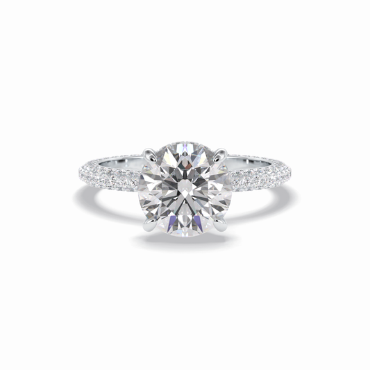 2.5 CT Round Cut Hidden Halo & Pave Style Moissanite Engagement Rings