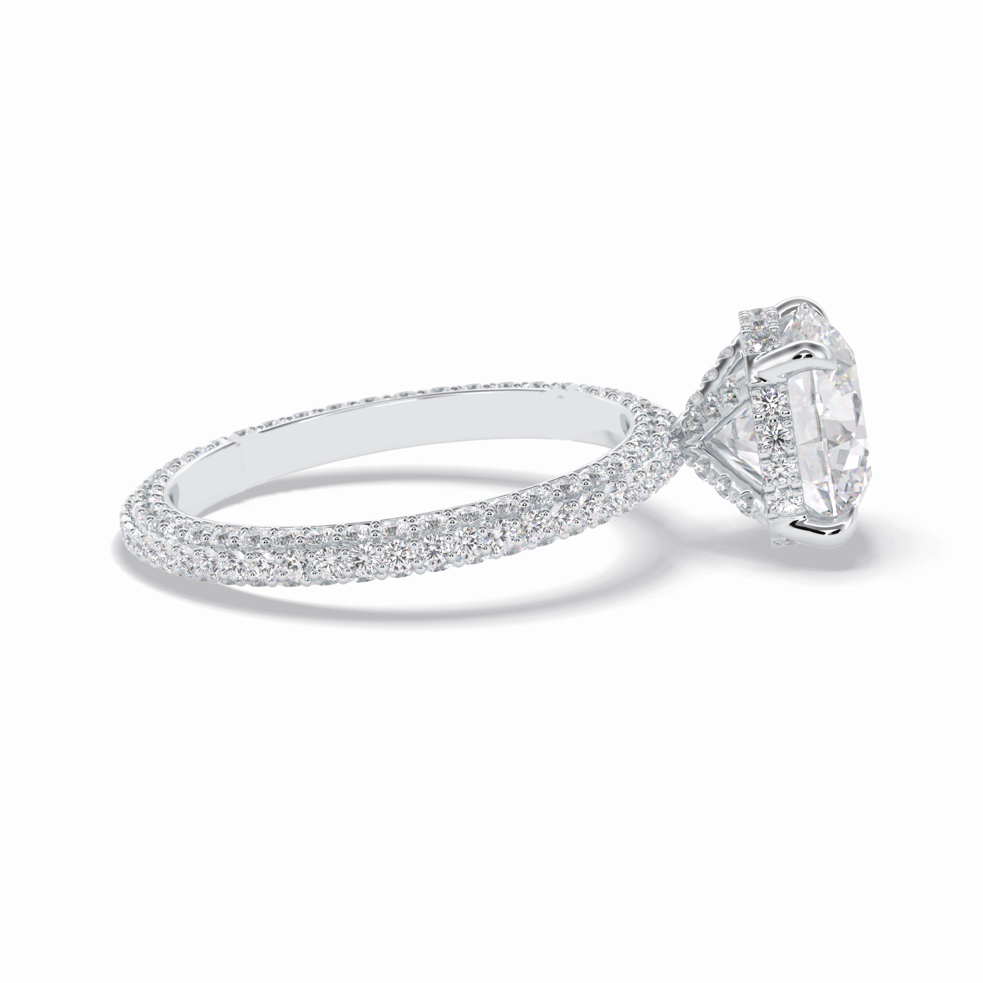 2.5 CT Round Cut Hidden Halo & Pave Style Moissanite Engagement Rings