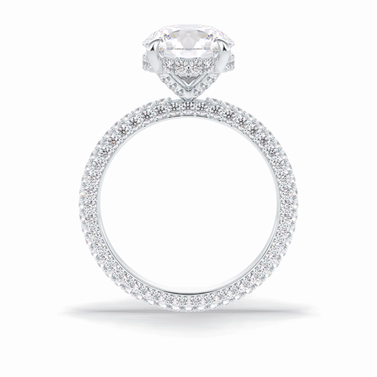2.5 CT Round Cut Hidden Halo & Pave Style Moissanite Engagement Rings