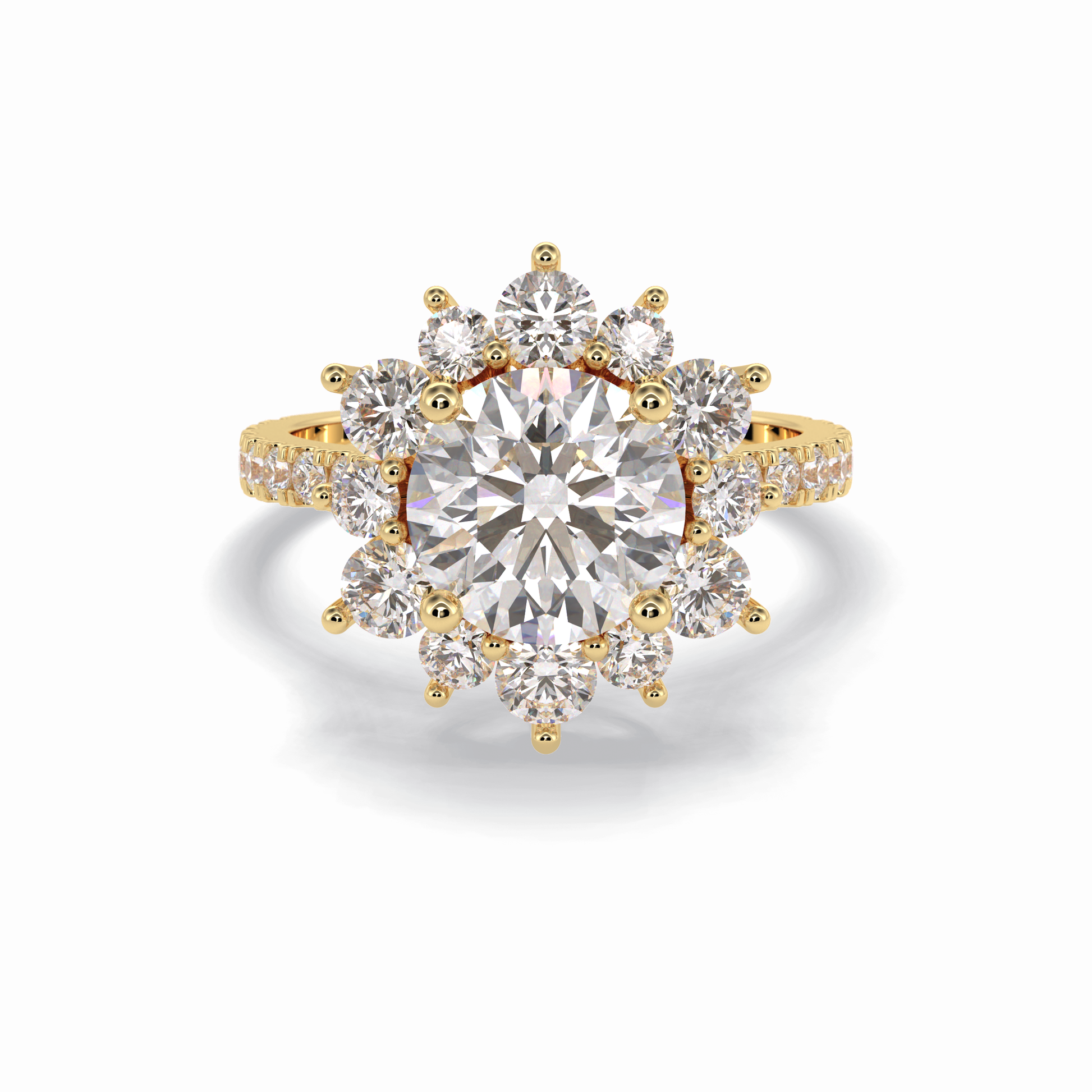 2.5 CT Round Cut Halo & Pave Style Moissanite Engagement Rings