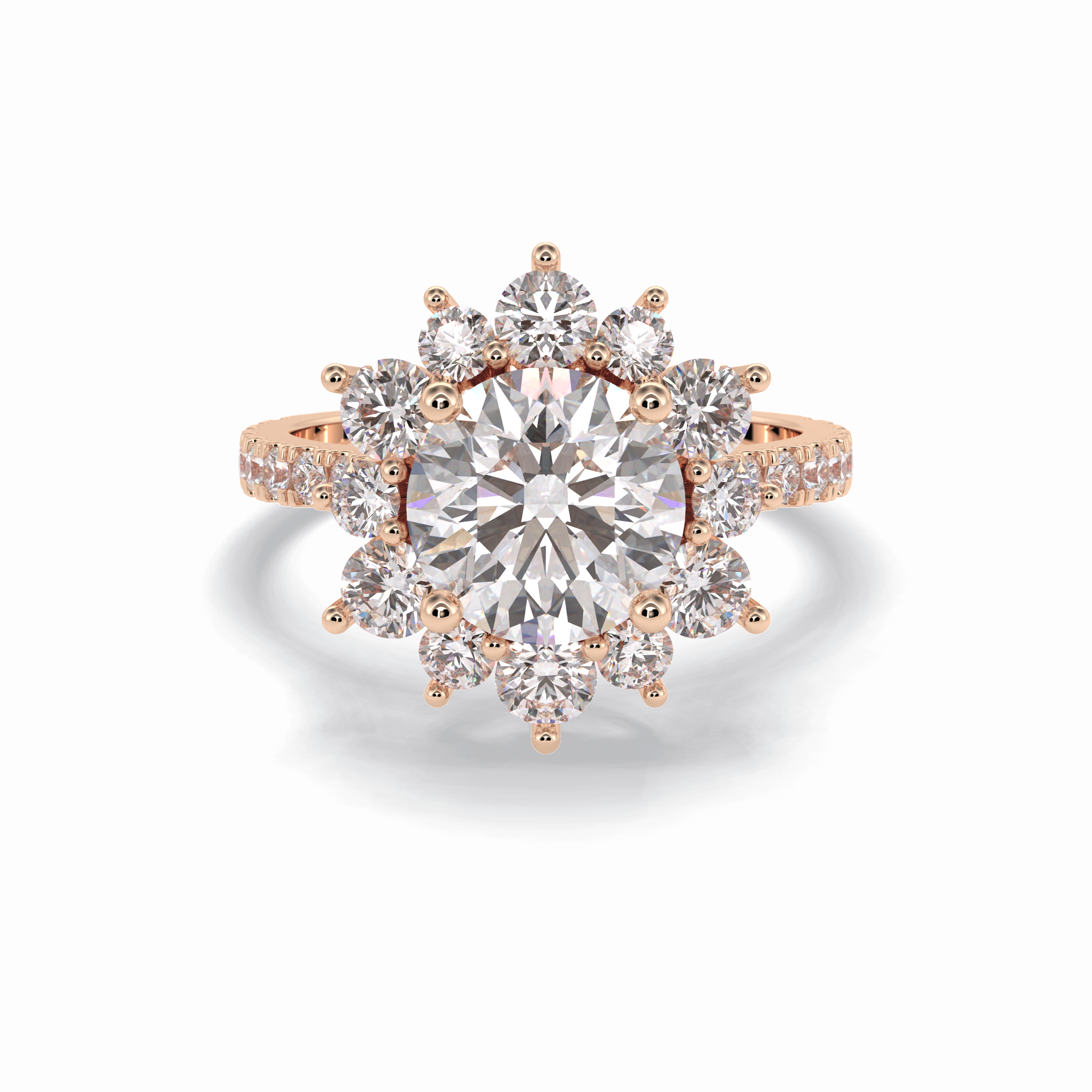 2.5 CT Round Cut Halo & Pave Style Moissanite Engagement Rings