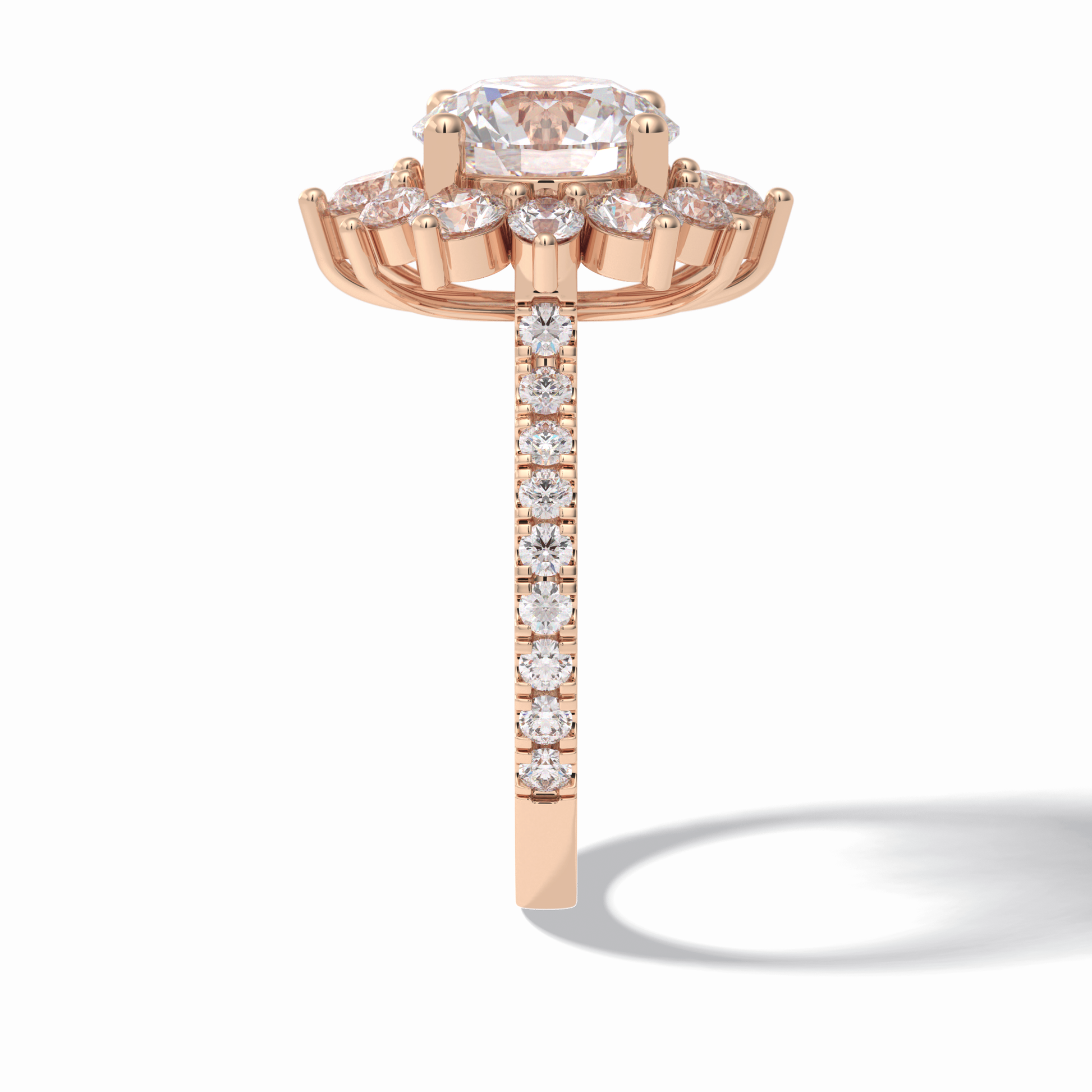 2.5 CT Round Cut Halo & Pave Style Moissanite Engagement Rings
