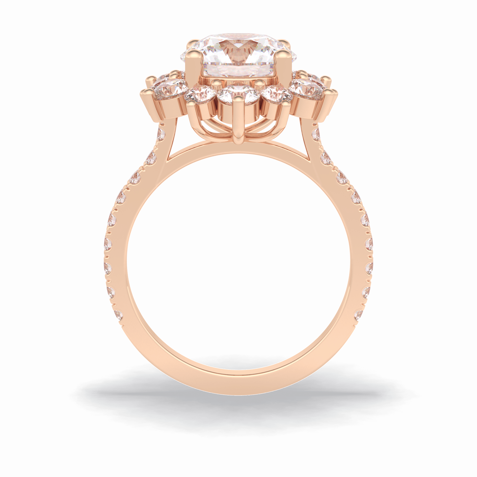 2.5 CT Round Cut Halo & Pave Style Moissanite Engagement Rings