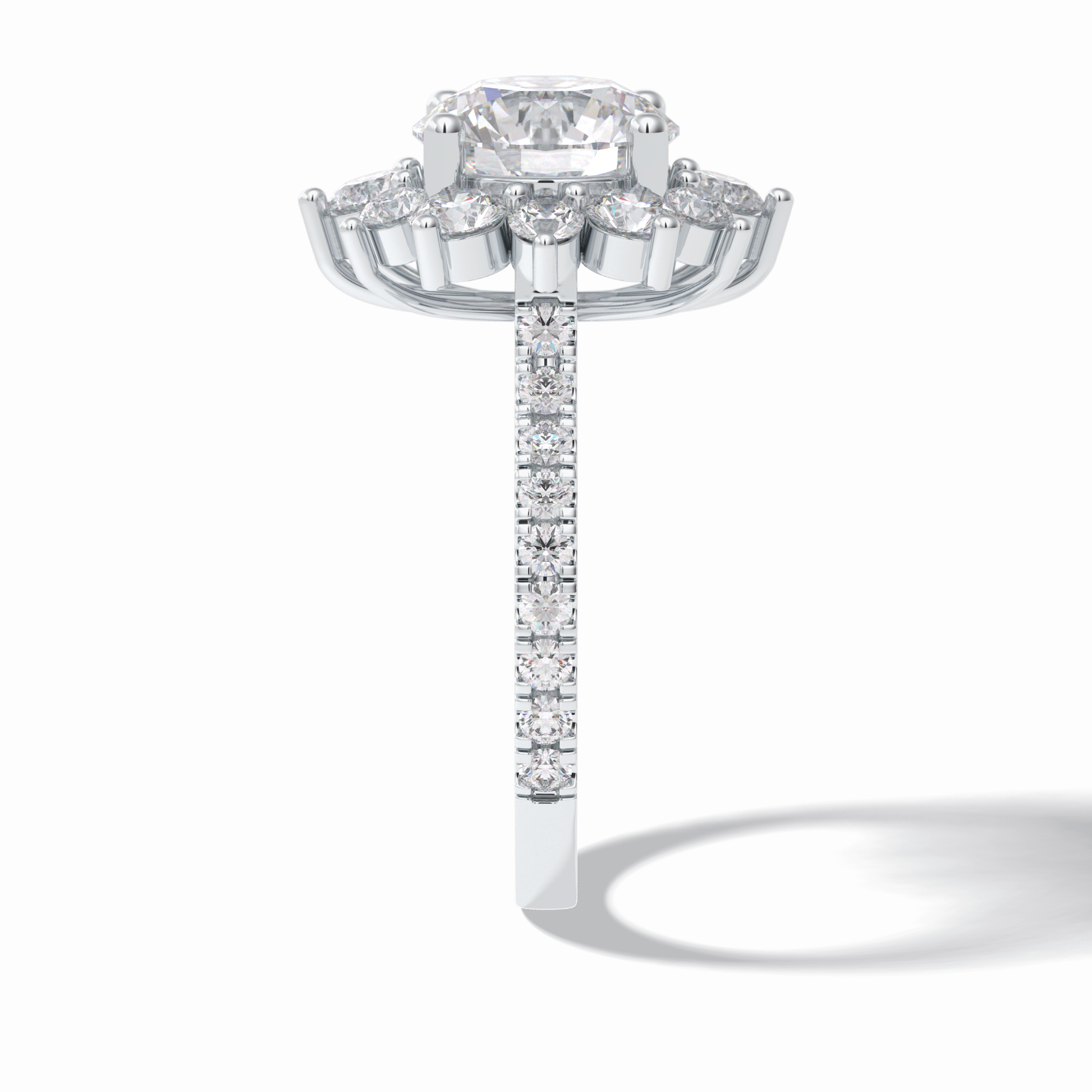 2.5 CT Round Cut Halo & Pave Style Moissanite Engagement Rings