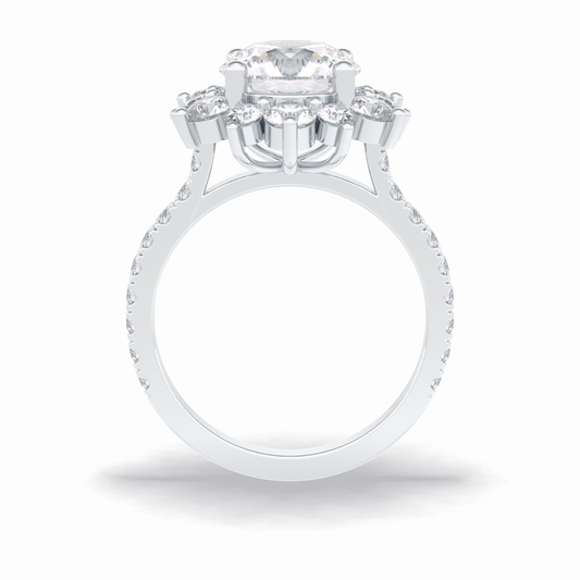 2.5 CT Round Cut Halo & Pave Style Moissanite Engagement Rings