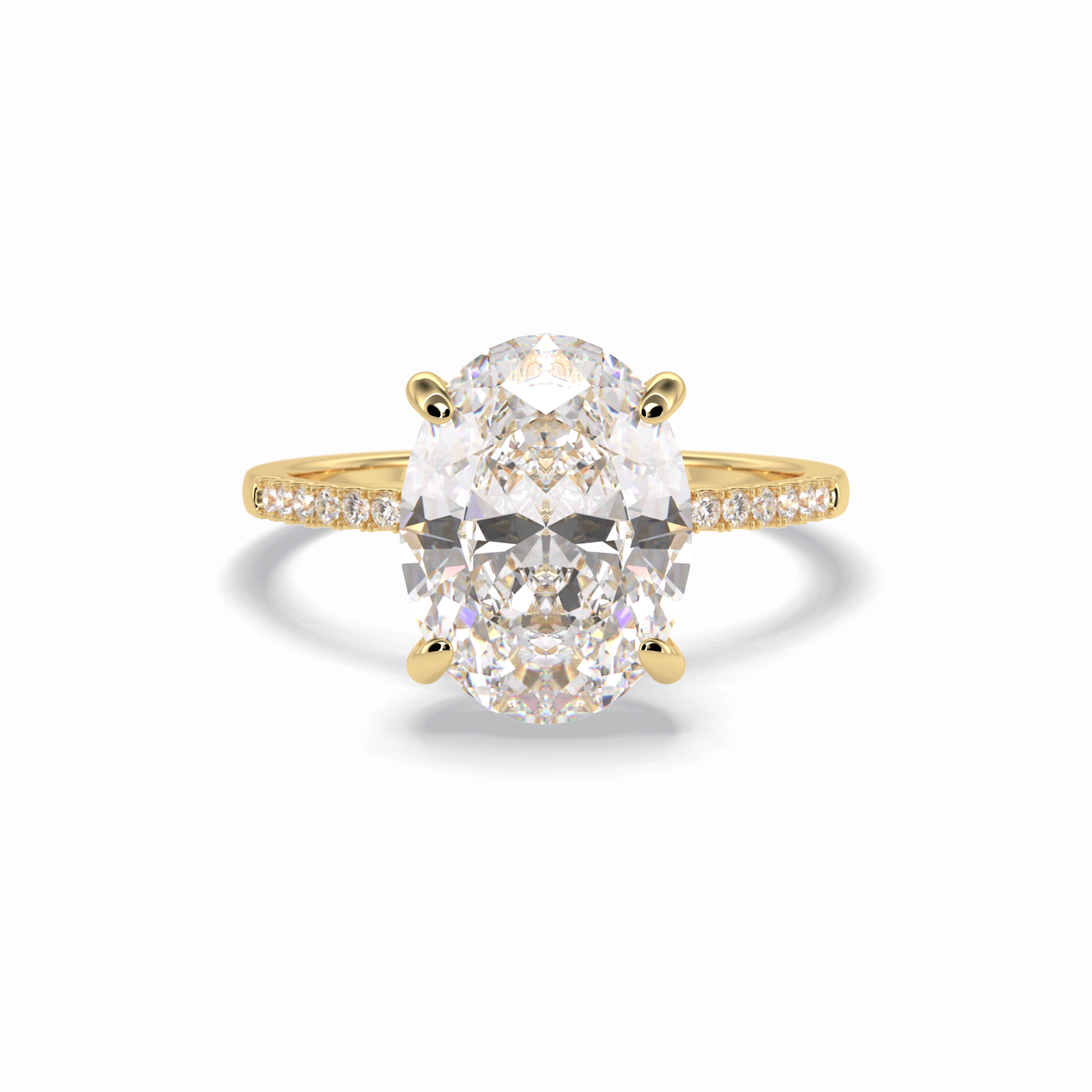 3.54 CT Oval Cut Hidden Halo & Pave Style Moissanite Engagement Rings