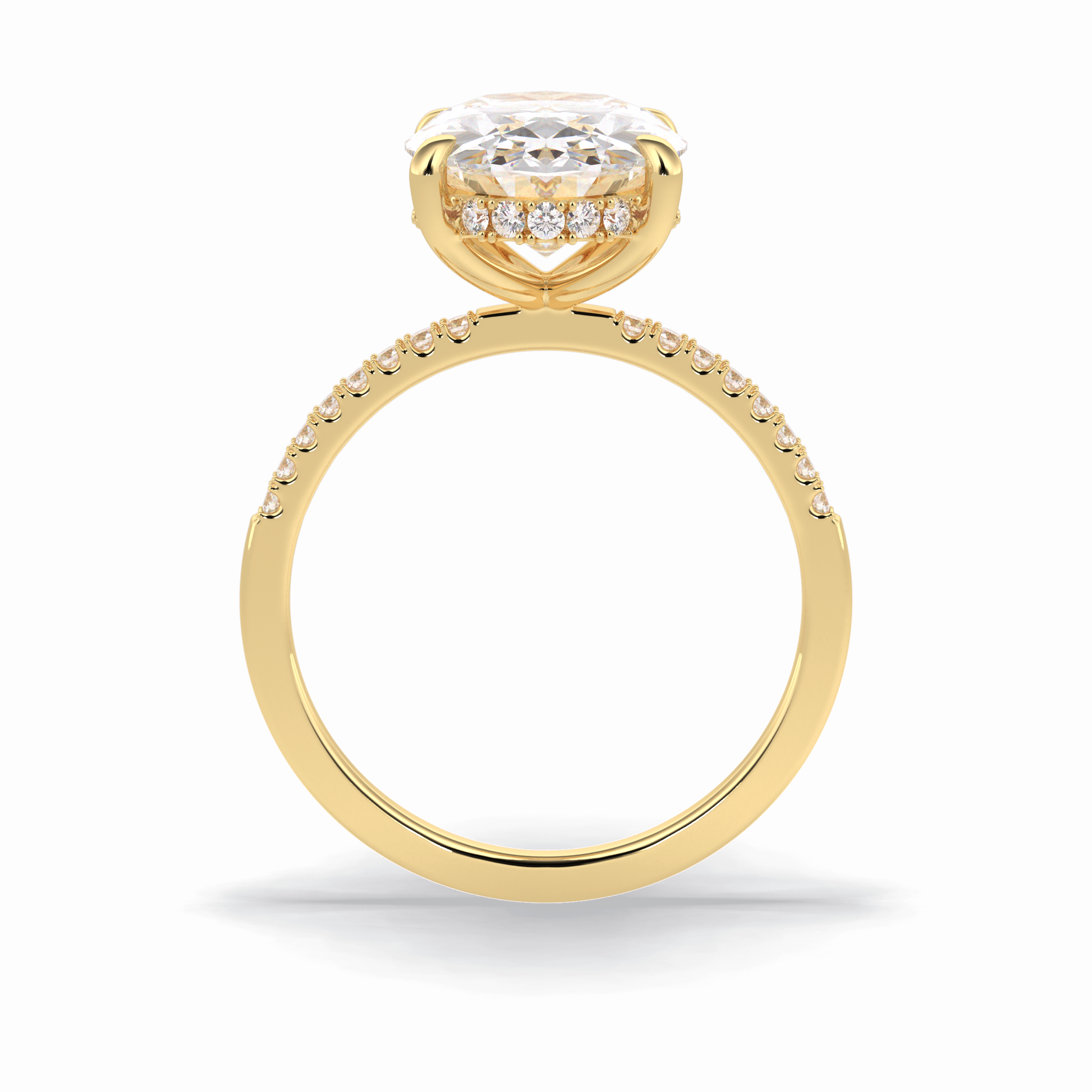 3.54 CT Oval Cut Hidden Halo & Pave Style Moissanite Engagement Rings