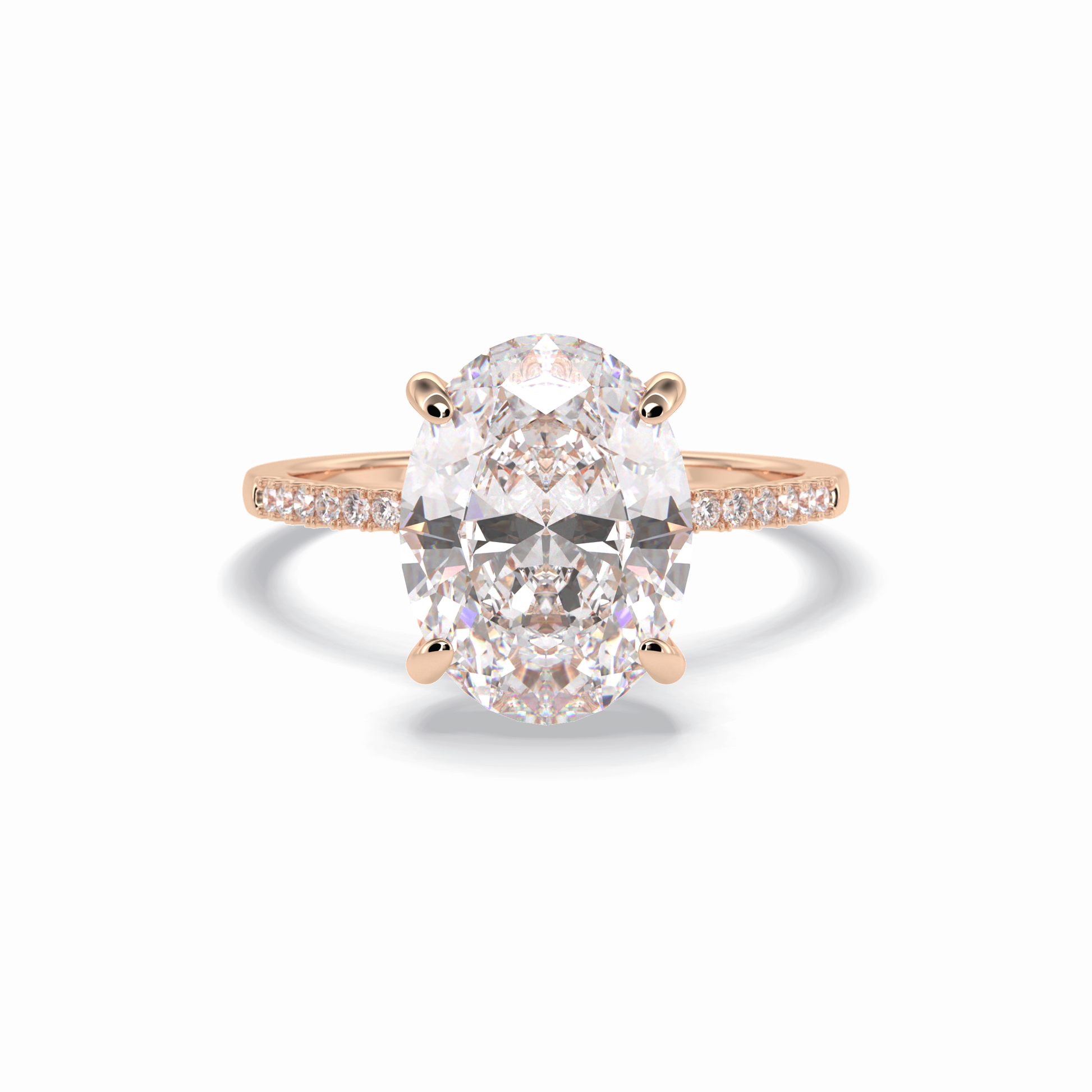 3.54 CT Oval Cut Hidden Halo & Pave Style Moissanite Engagement Rings