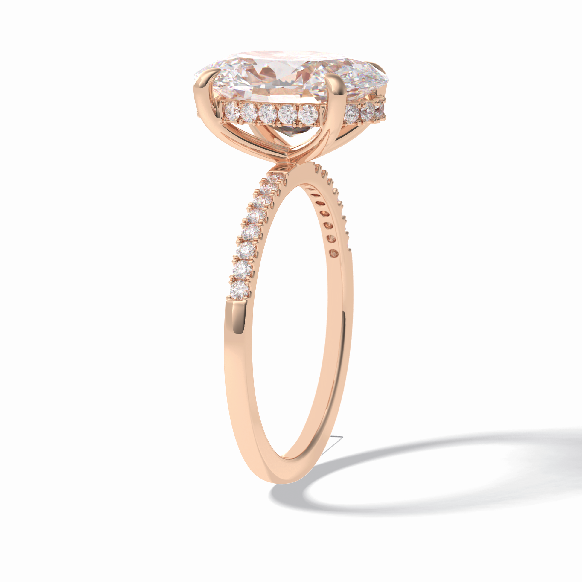 3.54 CT Oval Cut Hidden Halo & Pave Style Moissanite Engagement Rings