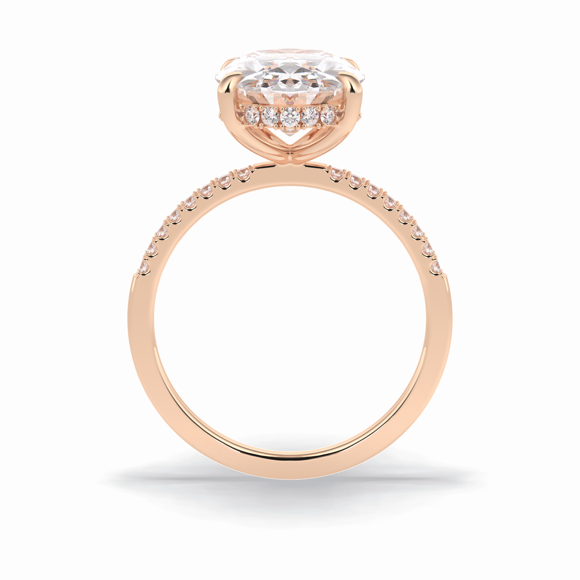 3.54 CT Oval Cut Hidden Halo & Pave Style Moissanite Engagement Rings