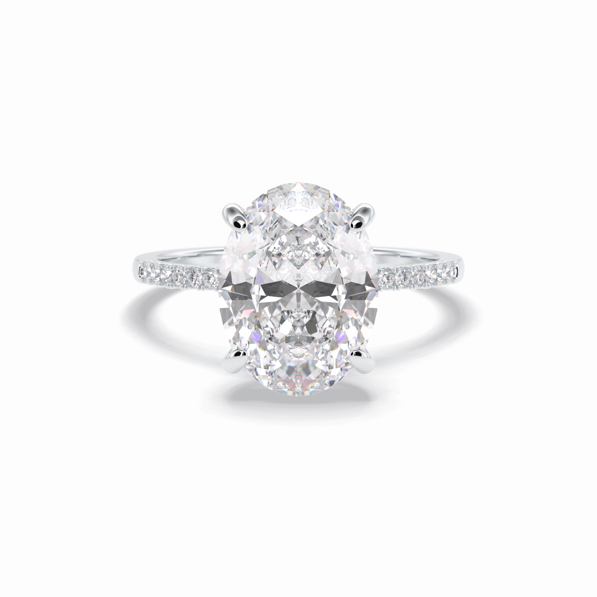 3.54 CT Oval Cut Hidden Halo & Pave Style Moissanite Engagement Rings