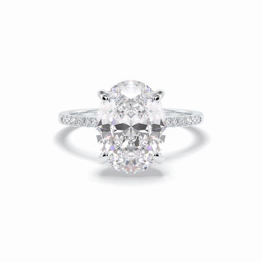3.54 CT Oval Cut Hidden Halo & Pave Style Moissanite Engagement Rings