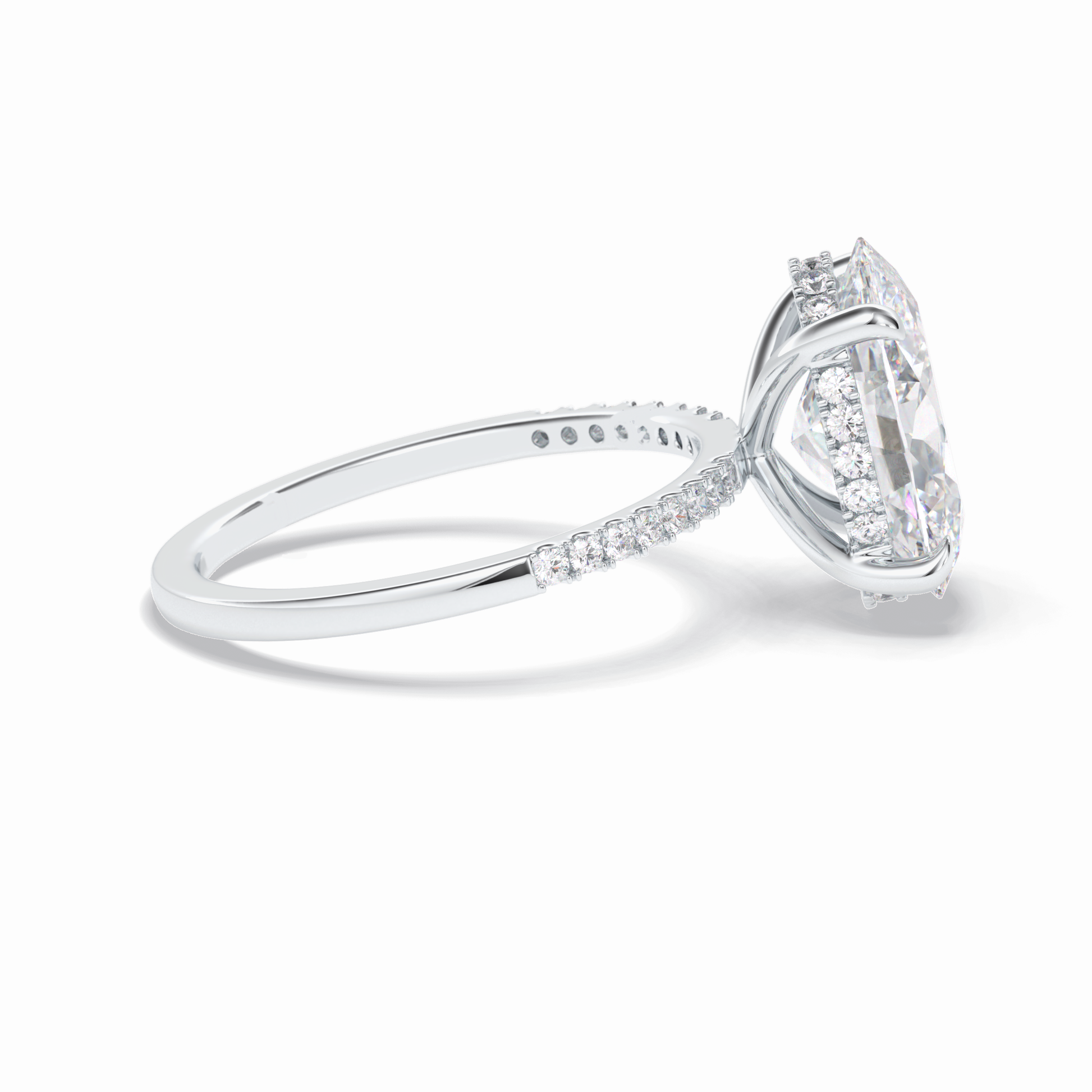 3.54 CT Oval Cut Hidden Halo & Pave Style Moissanite Engagement Rings