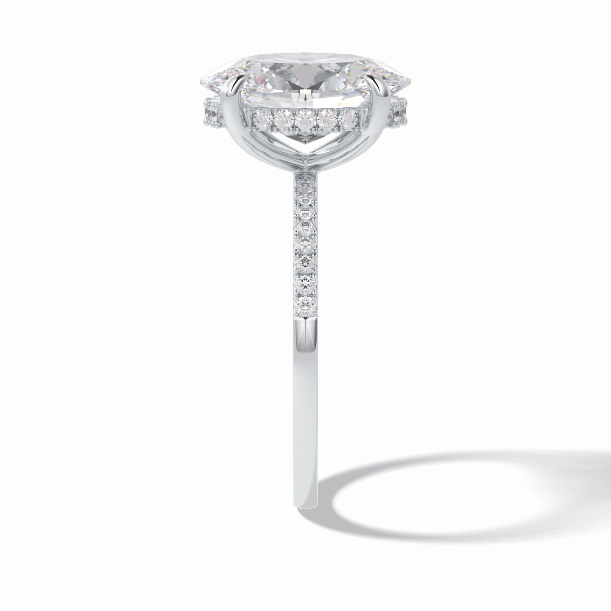 3.54 CT Oval Cut Hidden Halo & Pave Style Moissanite Engagement Rings