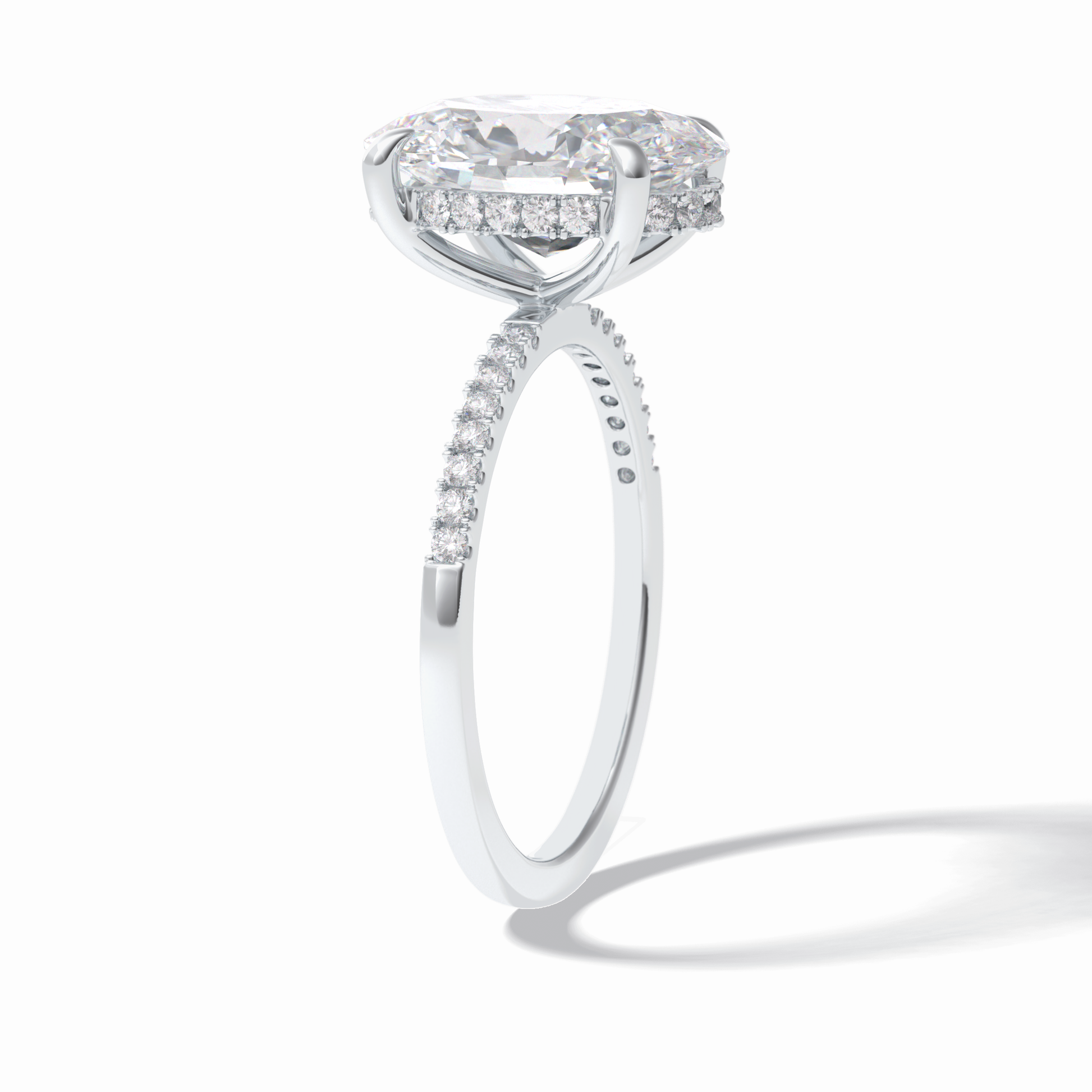 3.54 CT Oval Cut Hidden Halo & Pave Style Moissanite Engagement Rings