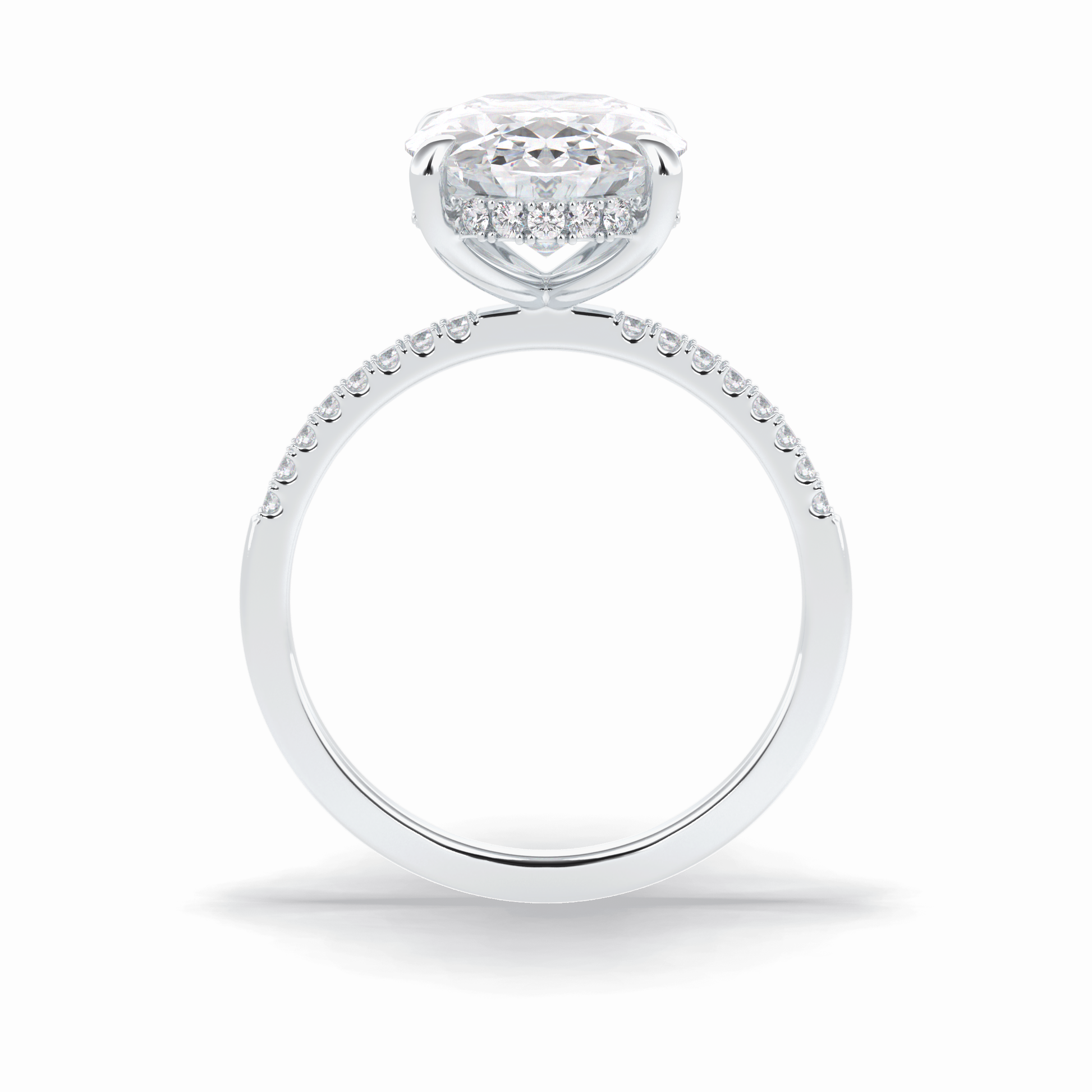 3.54 CT Oval Cut Hidden Halo & Pave Style Moissanite Engagement Rings