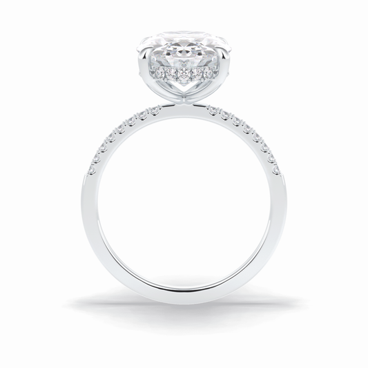 3.54 CT Oval Cut Hidden Halo & Pave Style Moissanite Engagement Rings