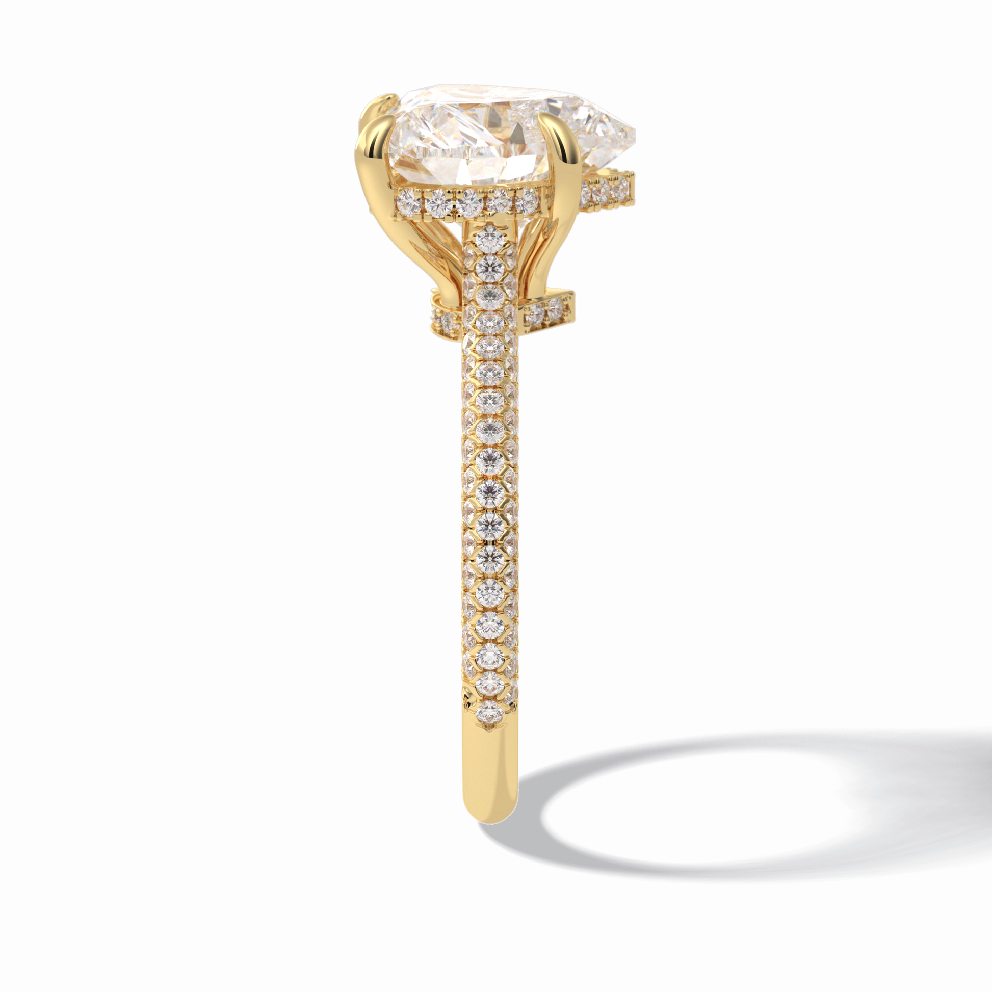 3.0 CT Heart Cut Hidden Halo & Pave Style Moissanite Engagement Rings