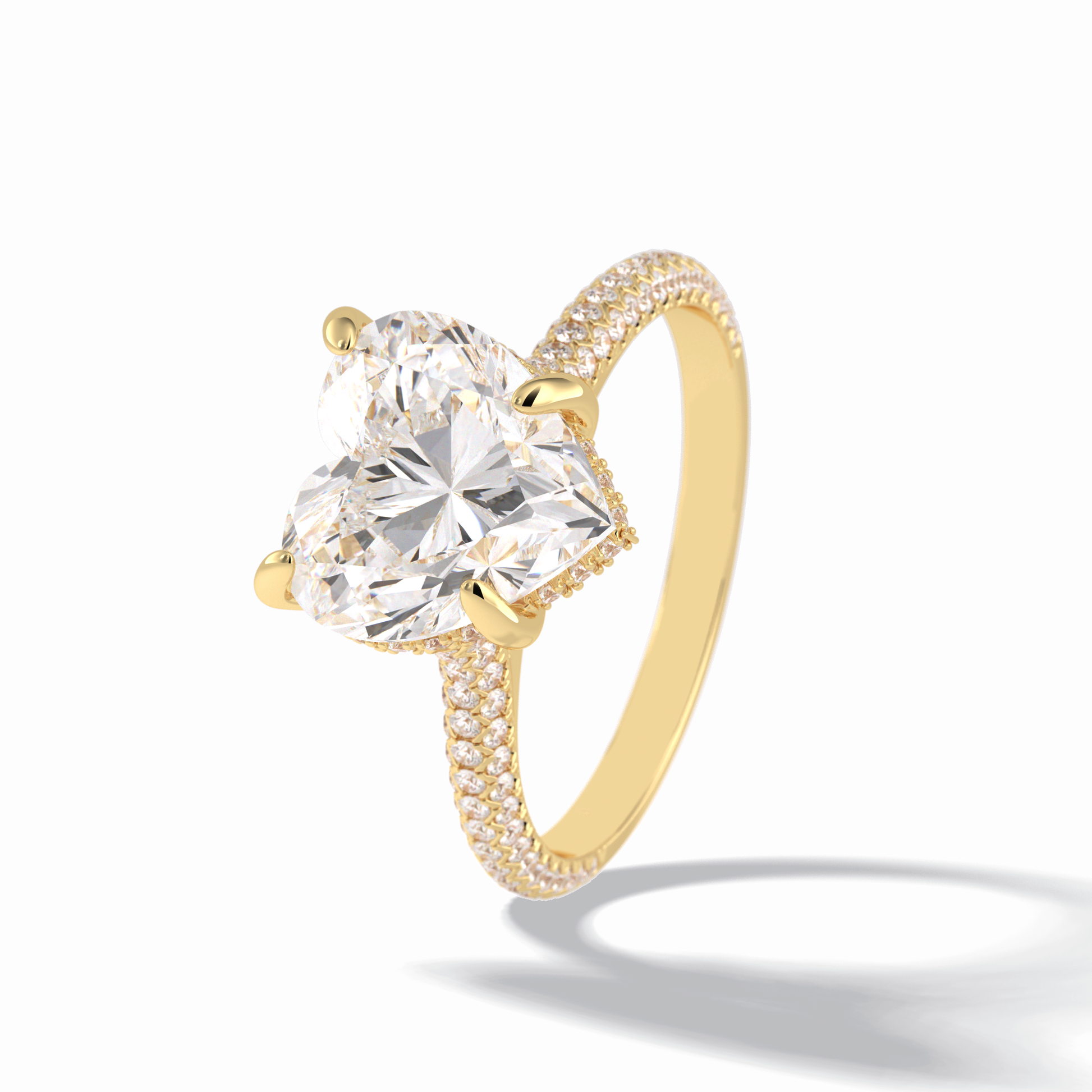 3.0 CT Heart Cut Hidden Halo & Pave Style Moissanite Engagement Rings